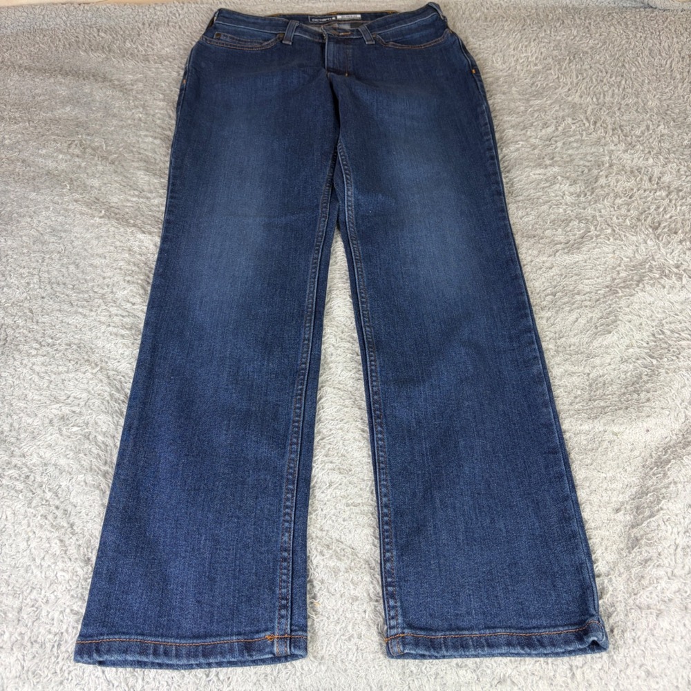 Carhartt Relaxed Fit Jeans Womens 4 Regular Dark Wash Straight Leg 105383 H64